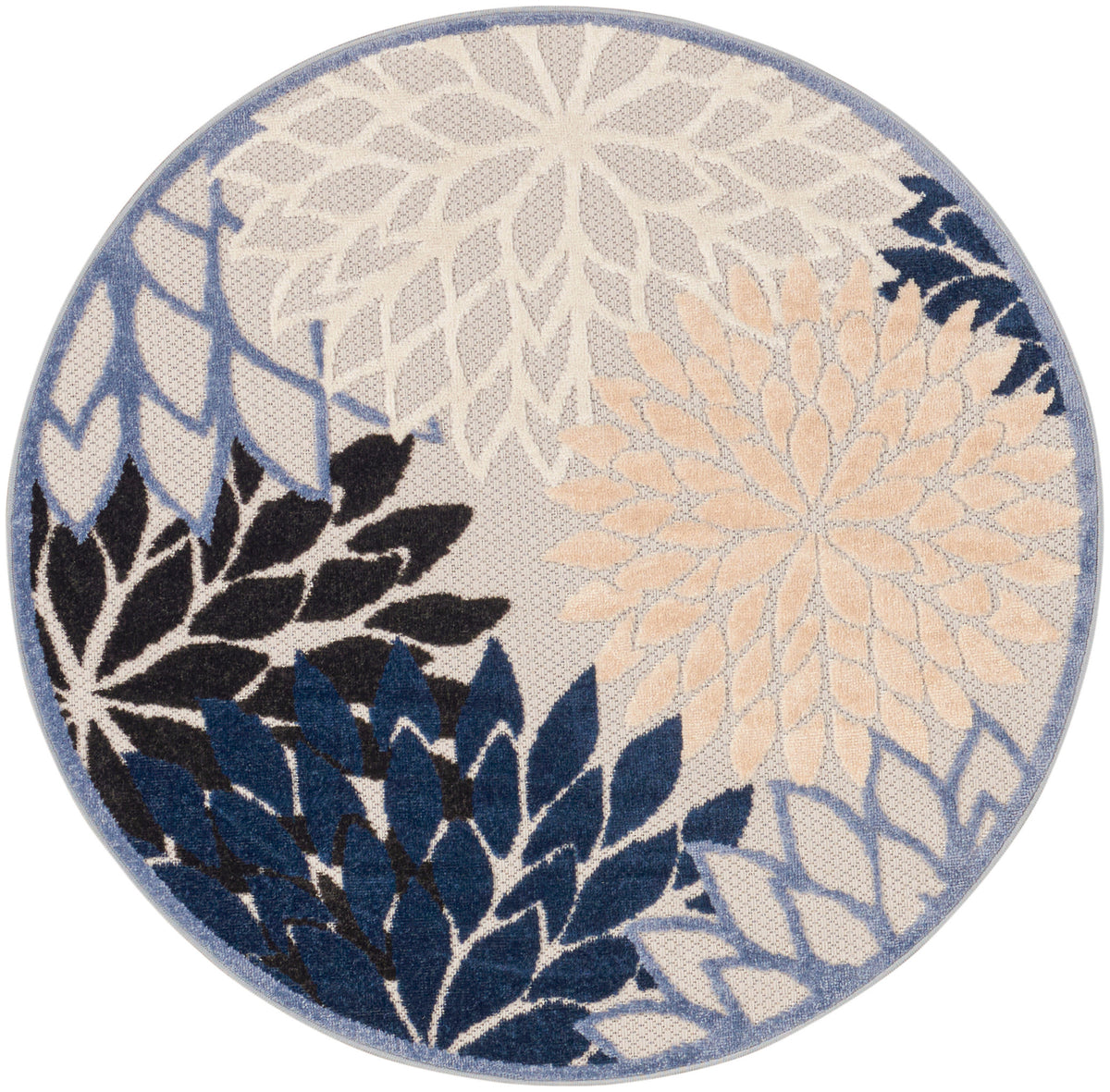 Aloha ALH05 Blue Multicolor Rug - Round