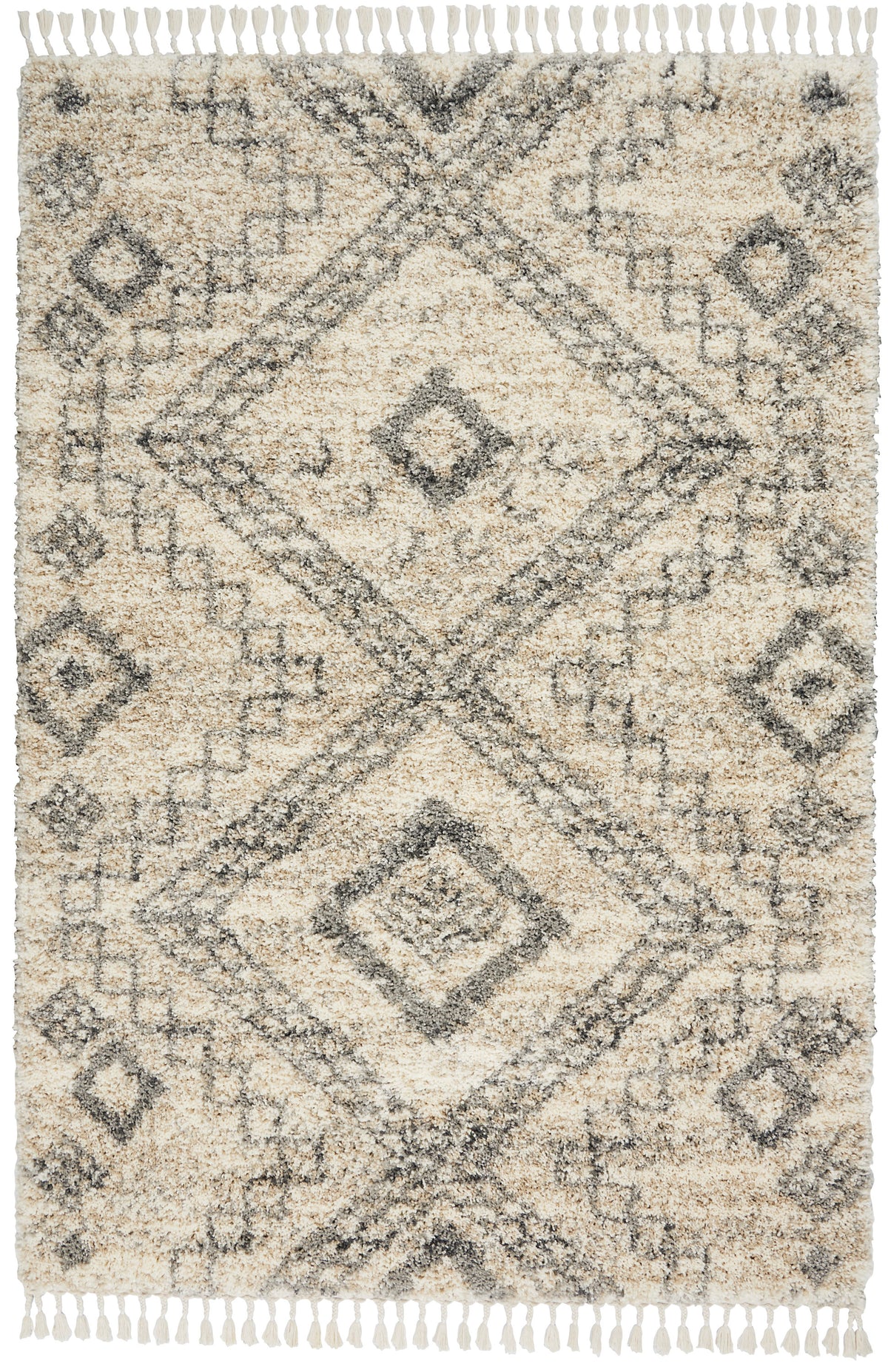 Oslo Shag OSL02 Ivory Grey Rug - Rectangle