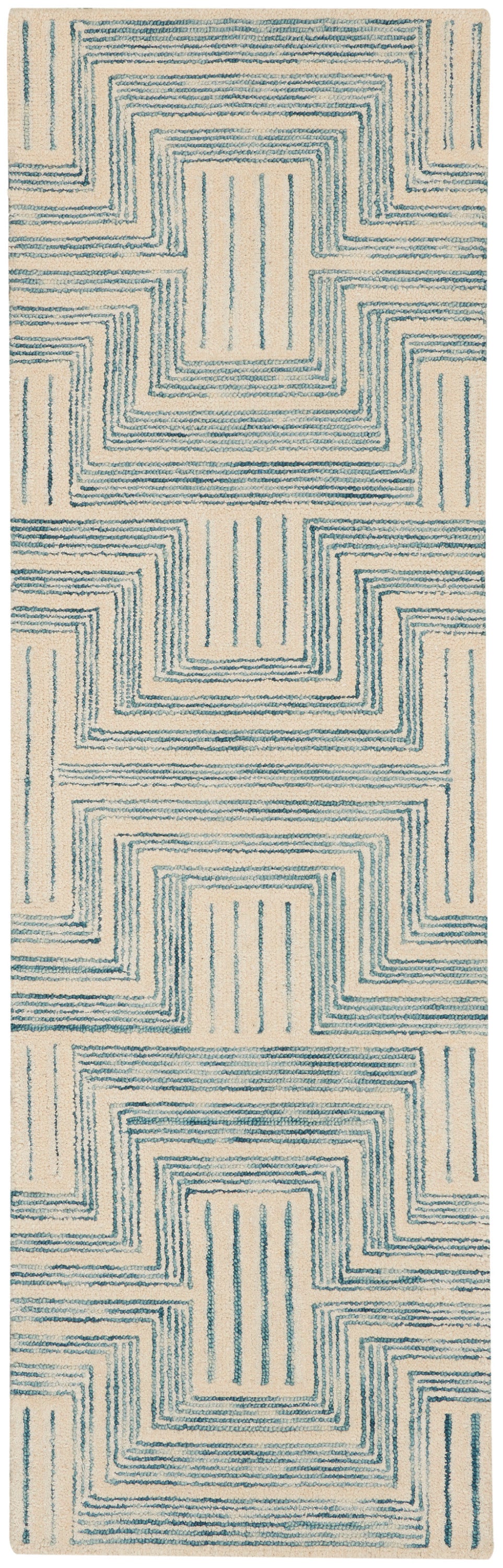 Interlock ITL06 Ivory Turquoise Rug - Runner