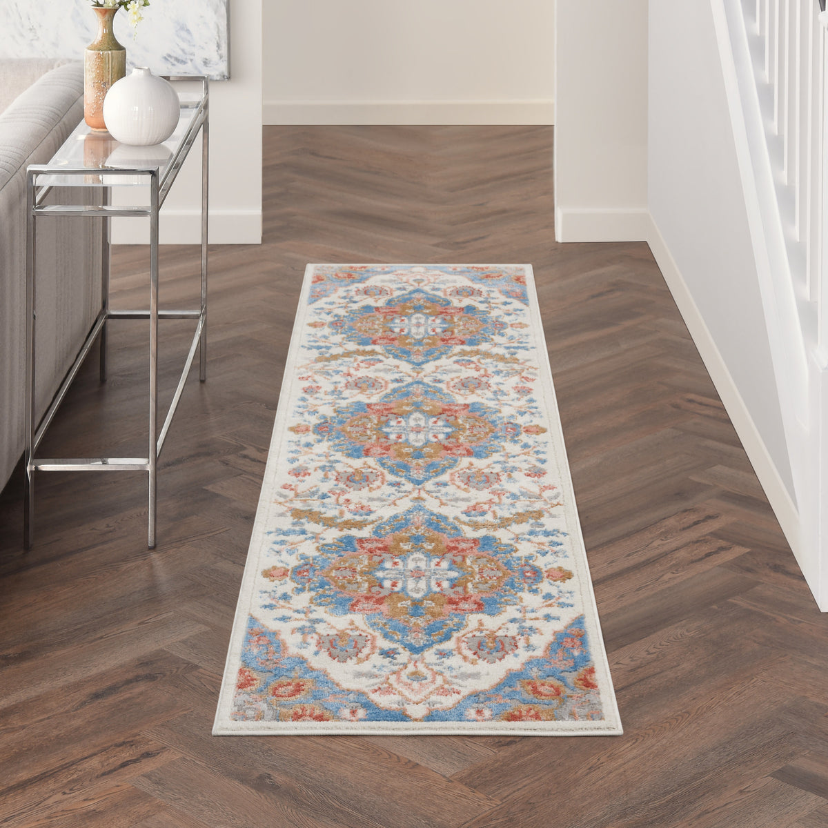 Elation ETN09 Ivory Blue Rug - room scene