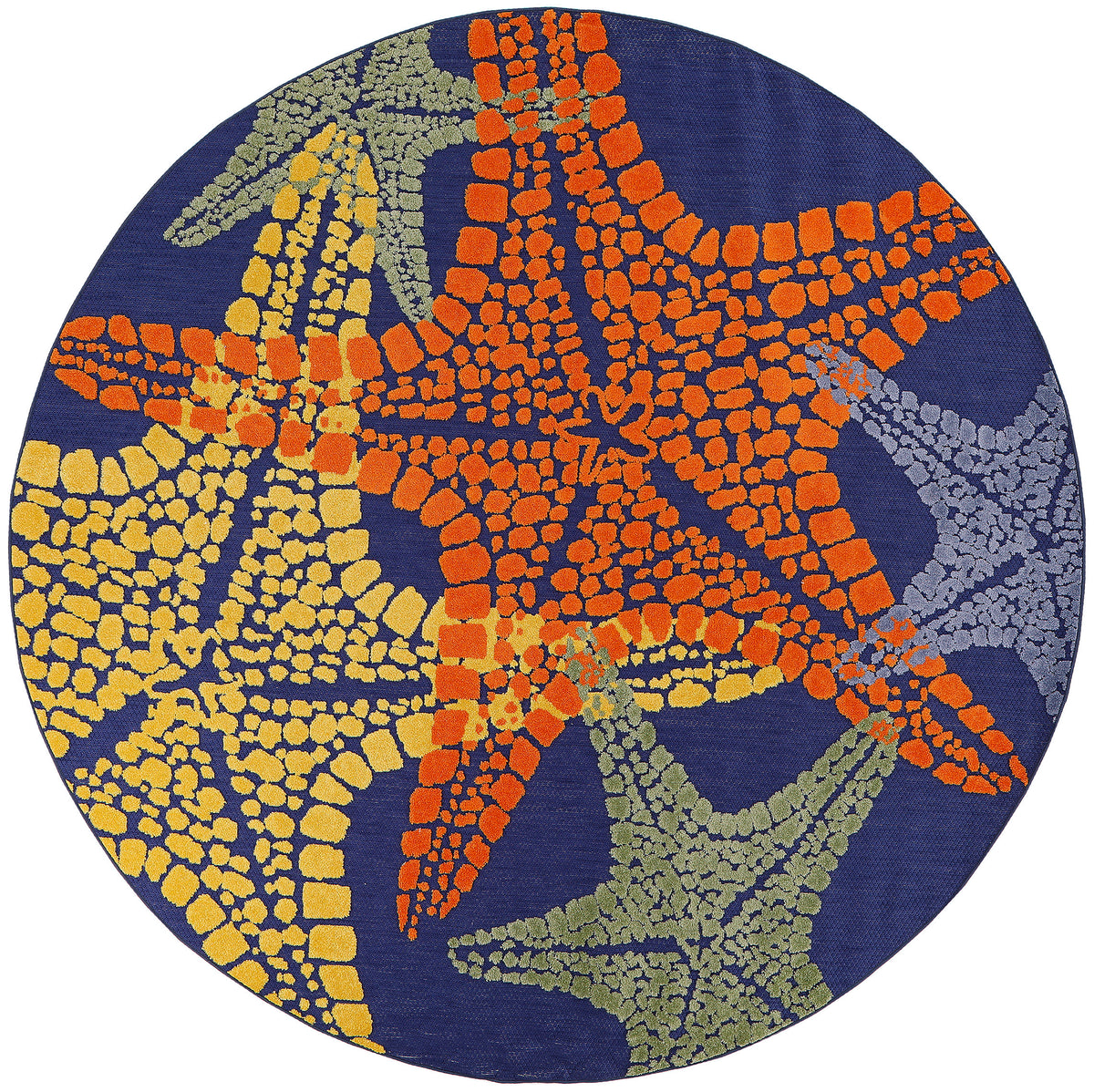 Aloha ALH28 Blue Multicolor Rug - Round