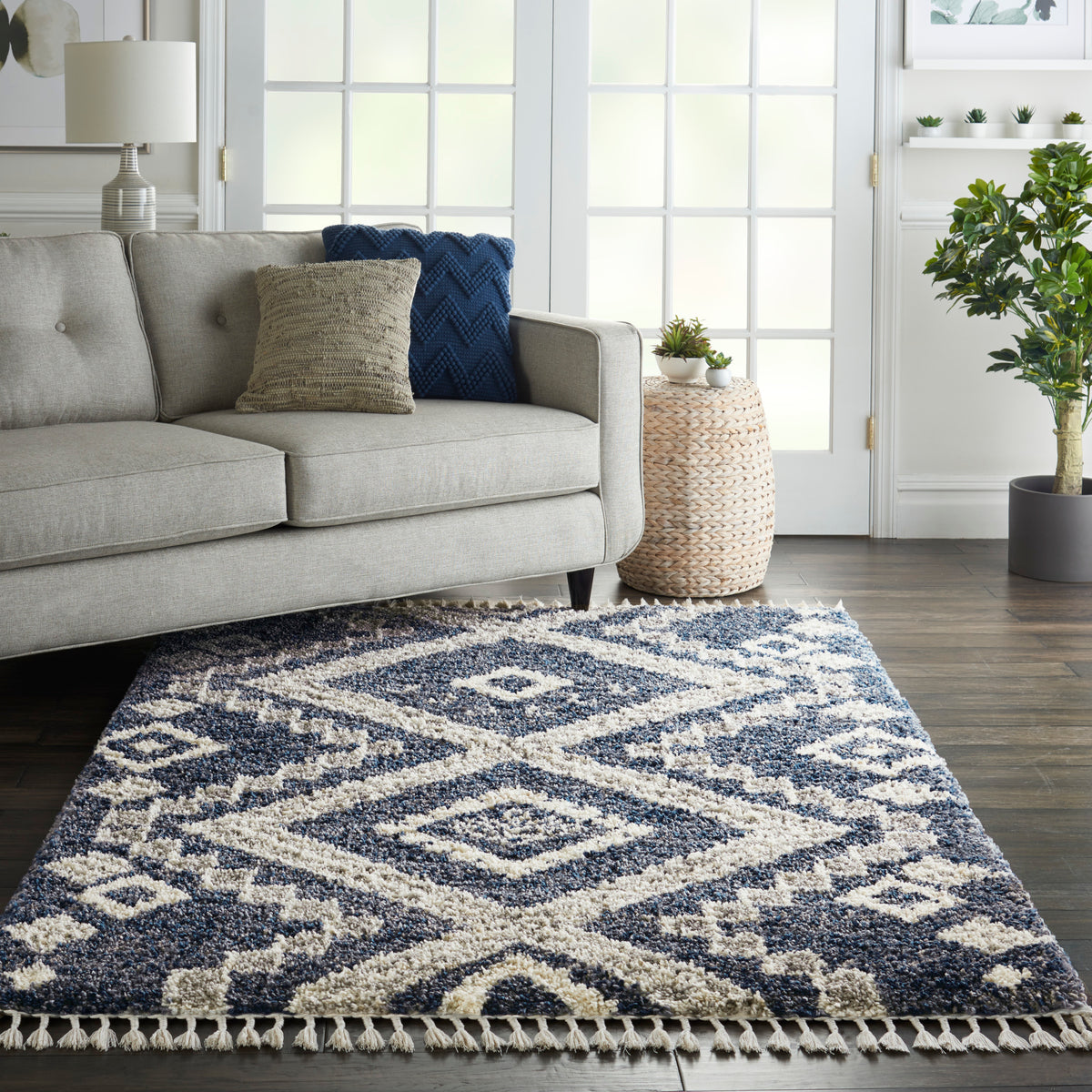 Oslo Shag OSL02 Denim Blue Rug - room scene
