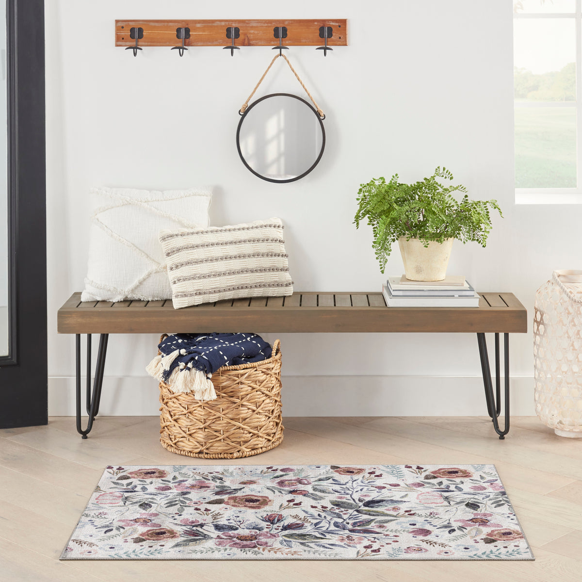 Nourison Washables NWB01 Ivory Pink Rug - room scene