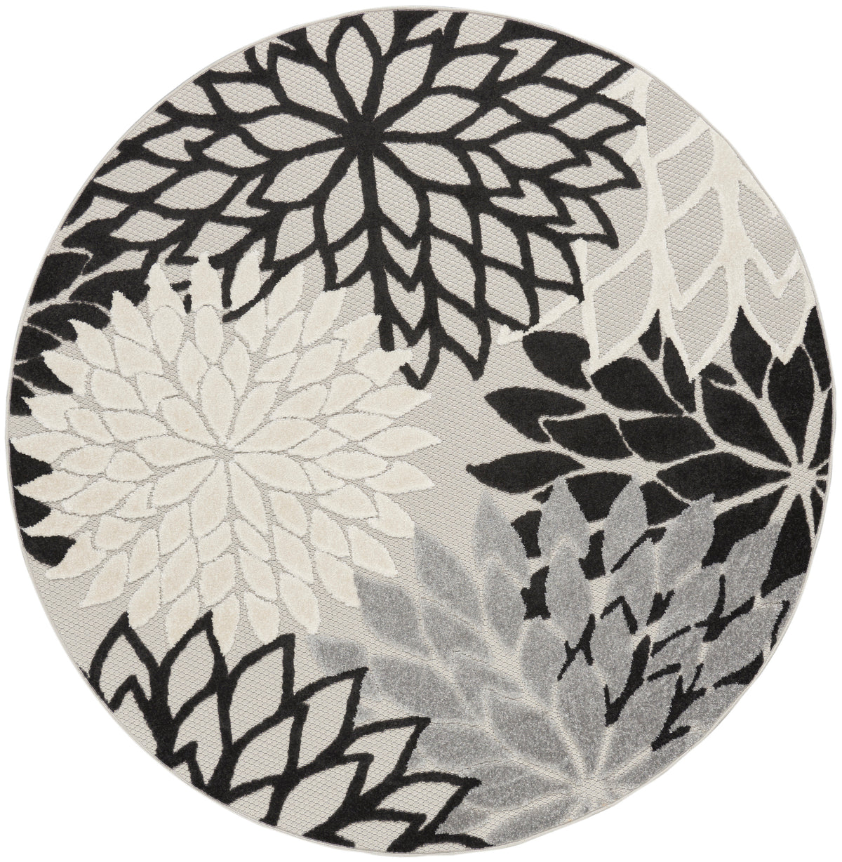 Aloha ALH05 Black White Rug - Round