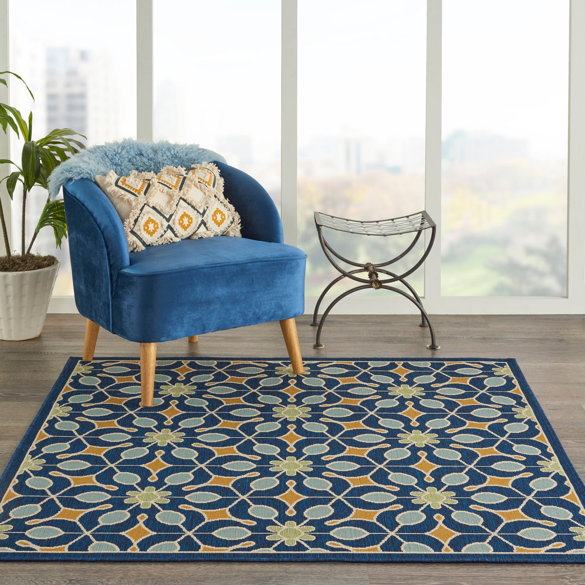 Caribbean CRB07 Navy Rug - room scene