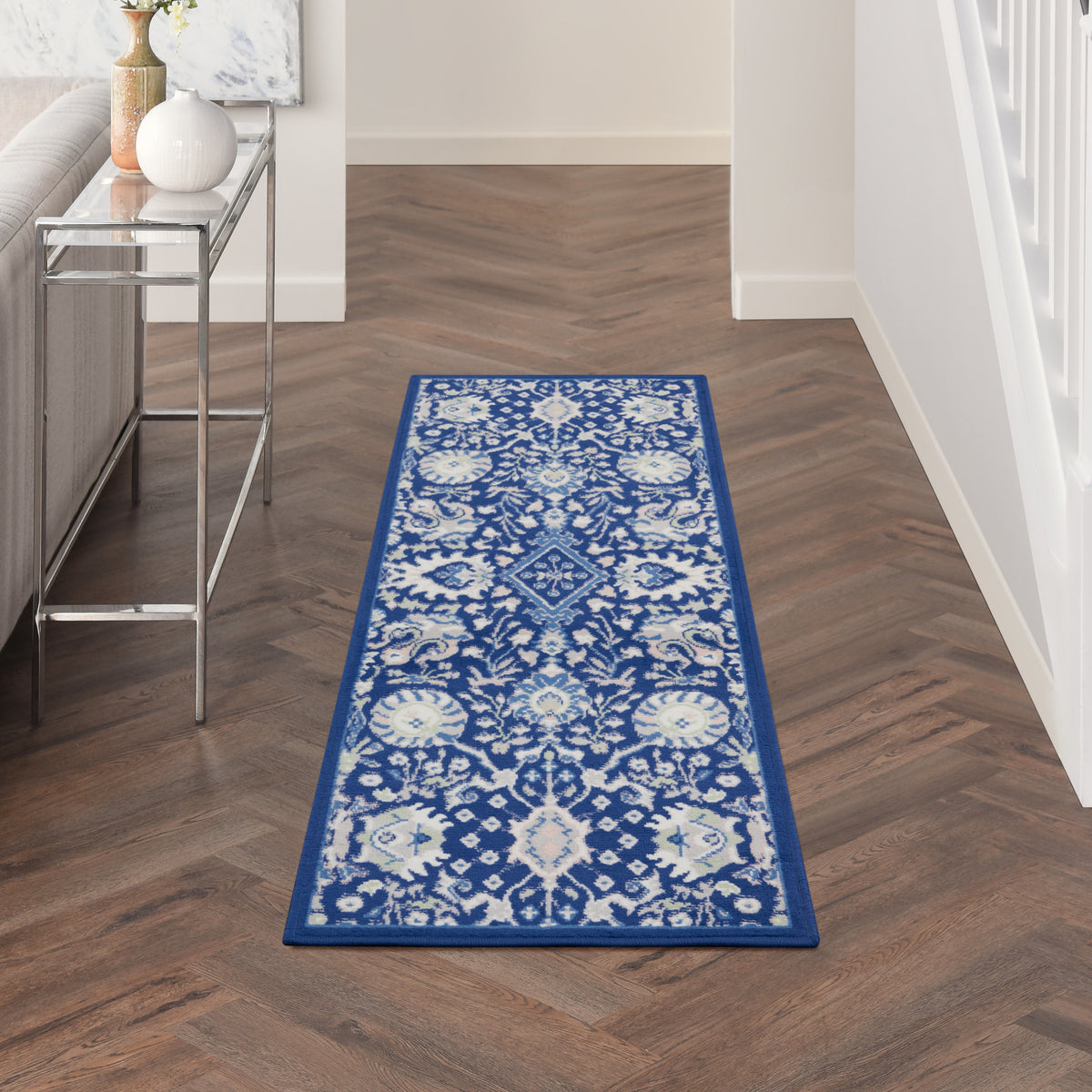 Whimsicle WHS10 Navy Multicolor Rug - room scene