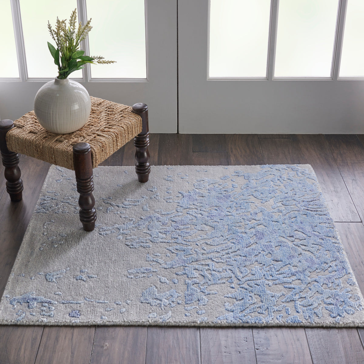 Silk Shadows SHA18 Grey Blue Rug - room scene