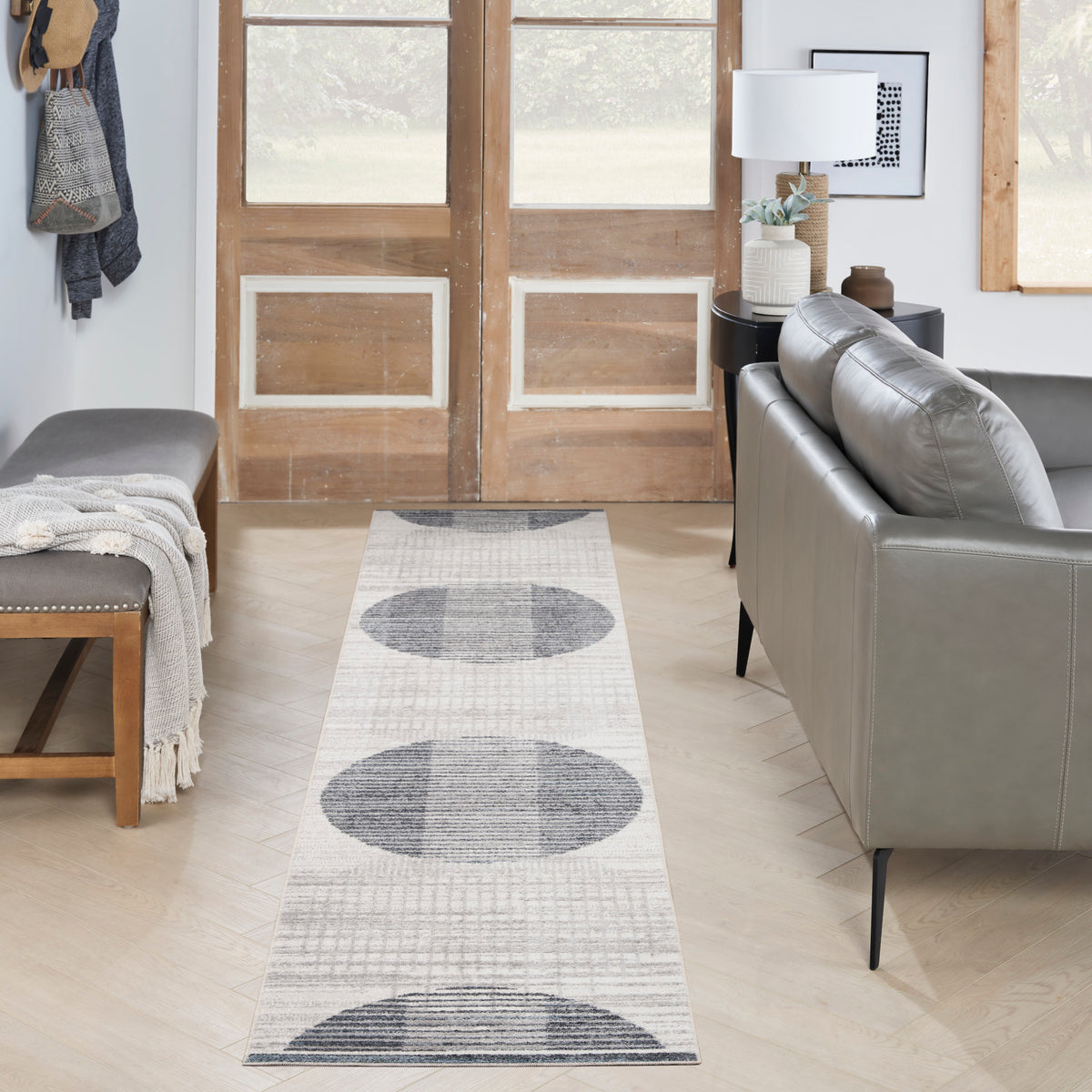 Astra Machine Washable ASW03 Ivory Blue Rug - room scene
