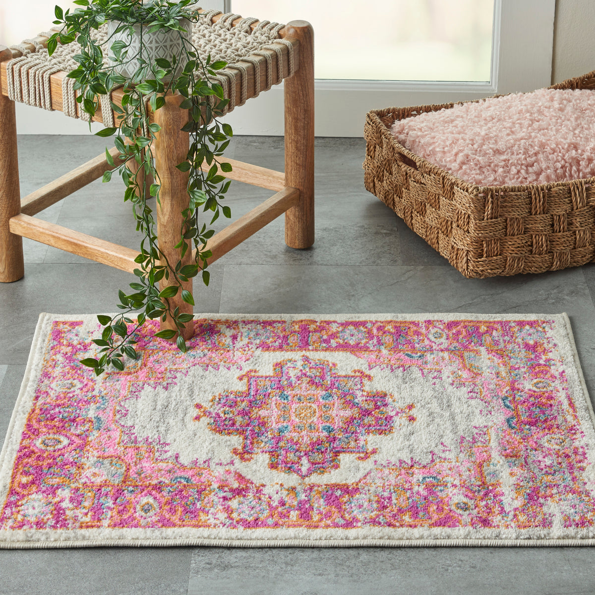 Passion PSN03 Ivory Fuchsia Rug - room scene