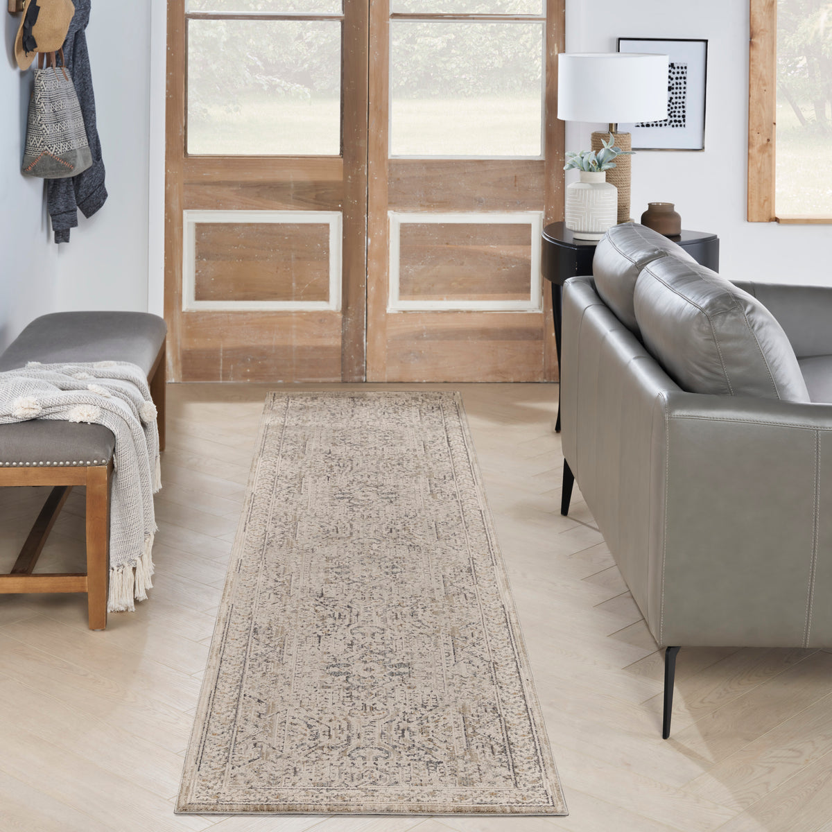 Lynx LNX01 Ivory Grey Blue Rug - room scene