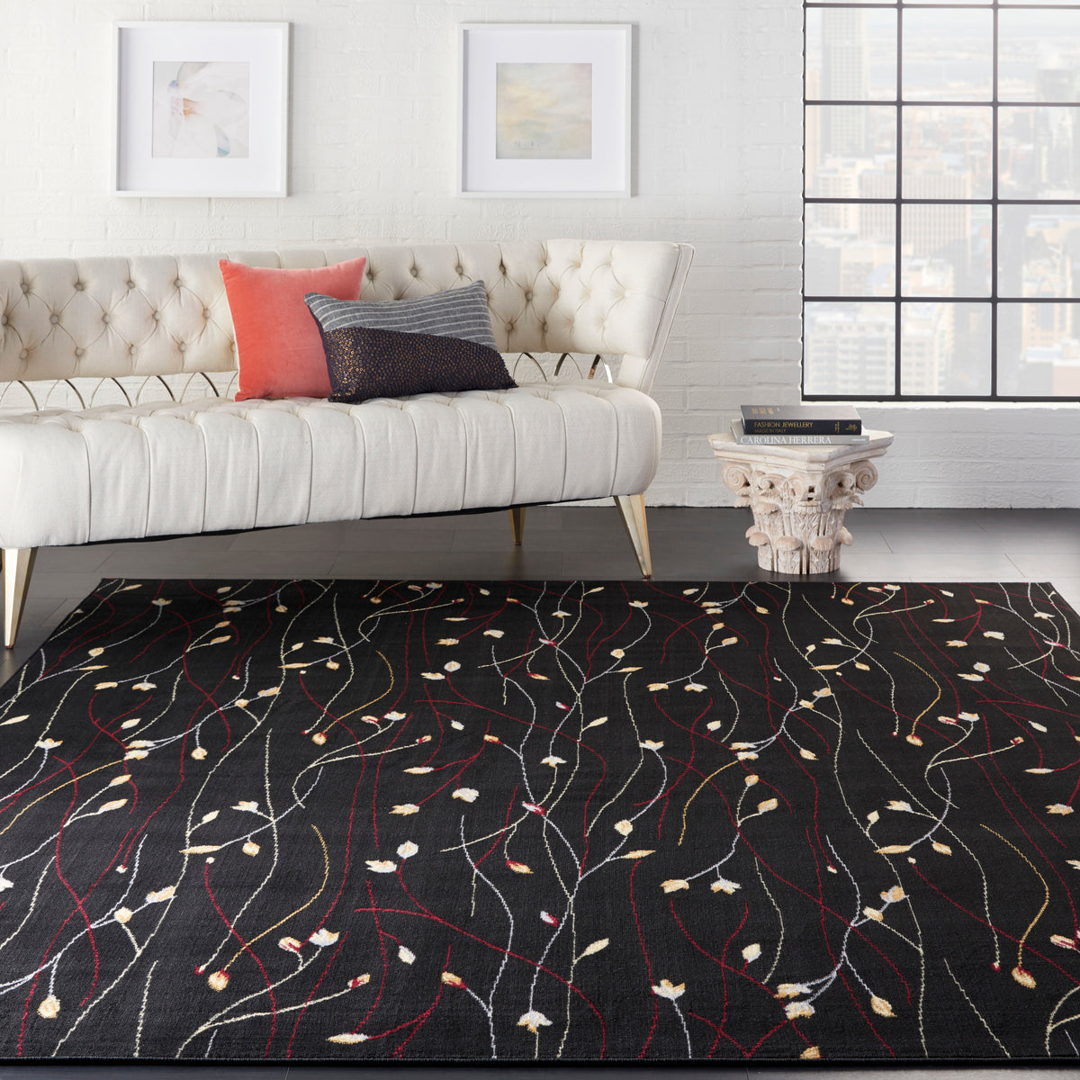 Grafix GRF15 Black Rug - room scene