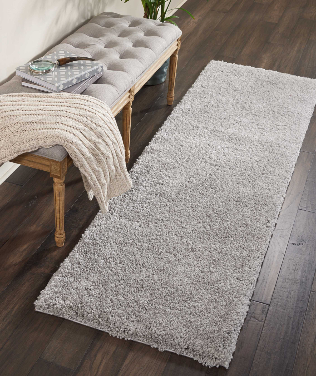 Malibu Shag MSG01 Silver Grey Rug - room scene