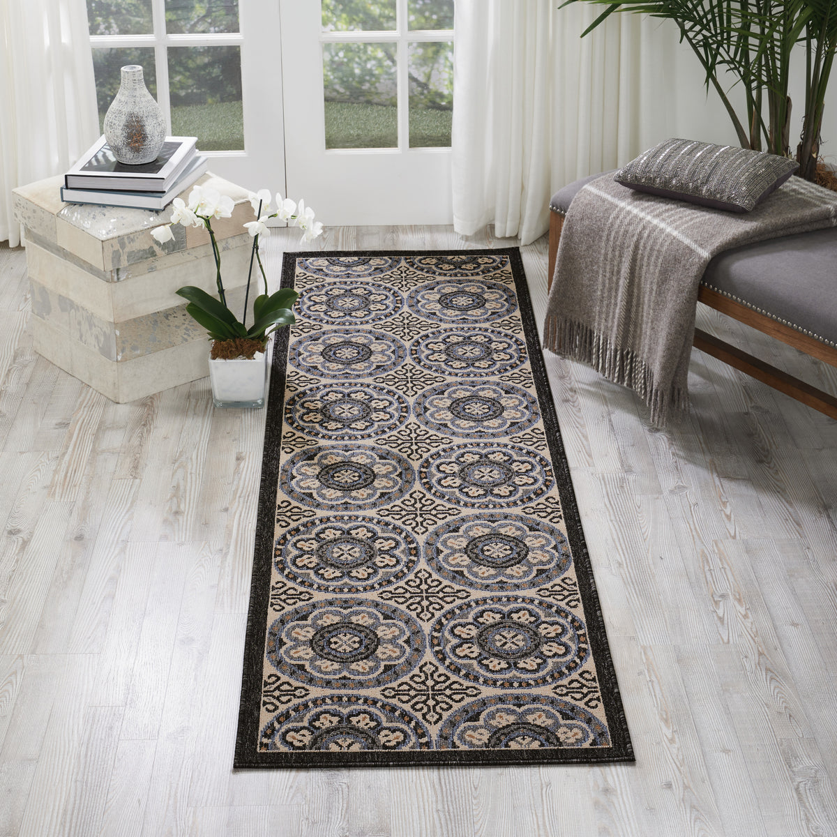 Caribbean CRB15 Ivory Charcoal Rug - room scene