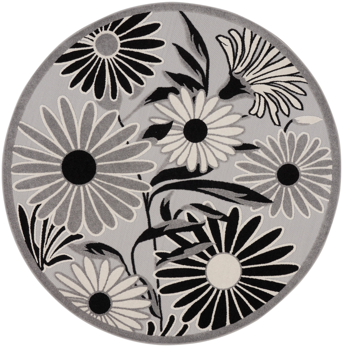 Aloha ALH33 Black White Rug - Round