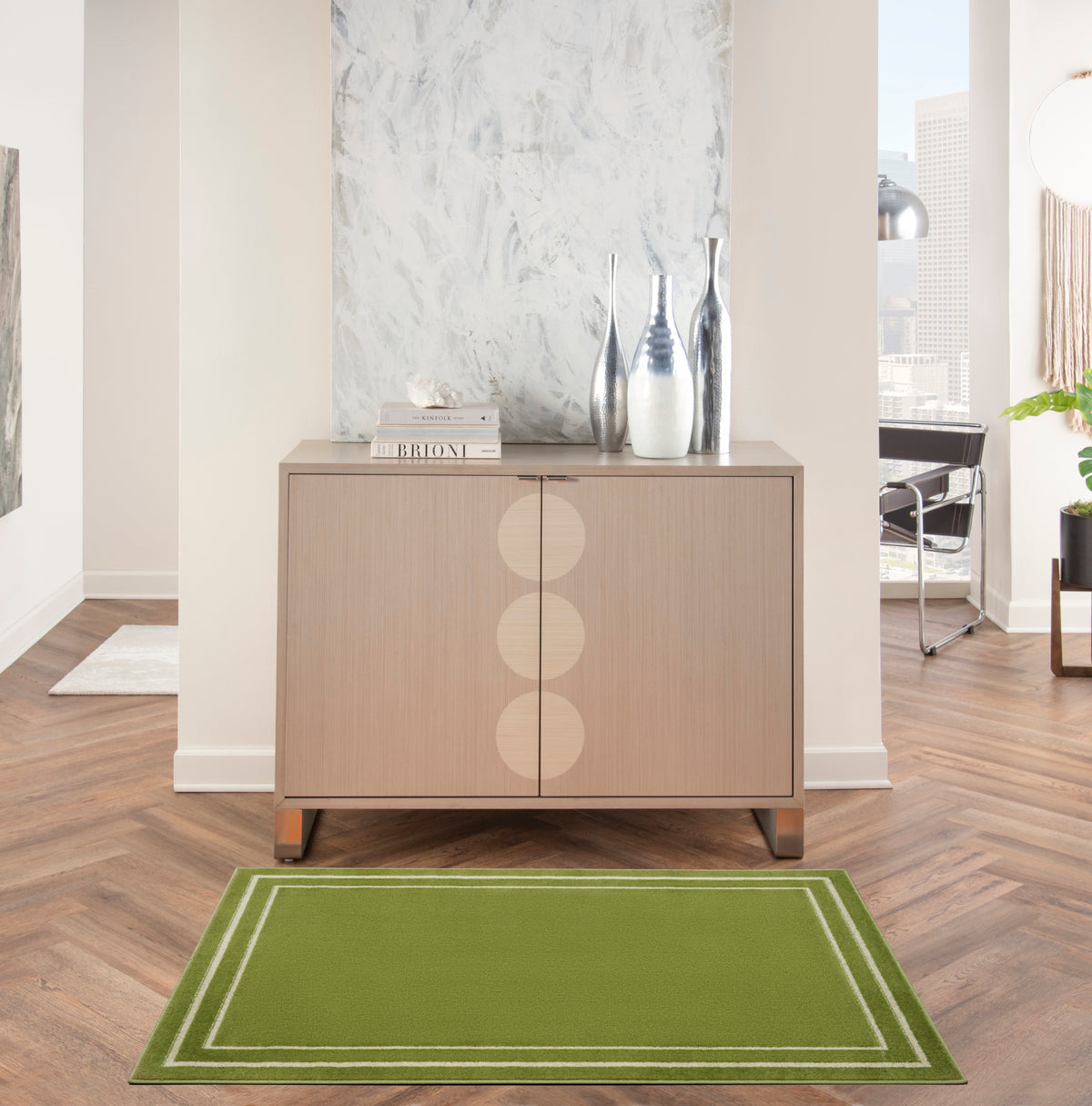 Nourison Essentials NRE02 Green Ivory Rug - room scene
