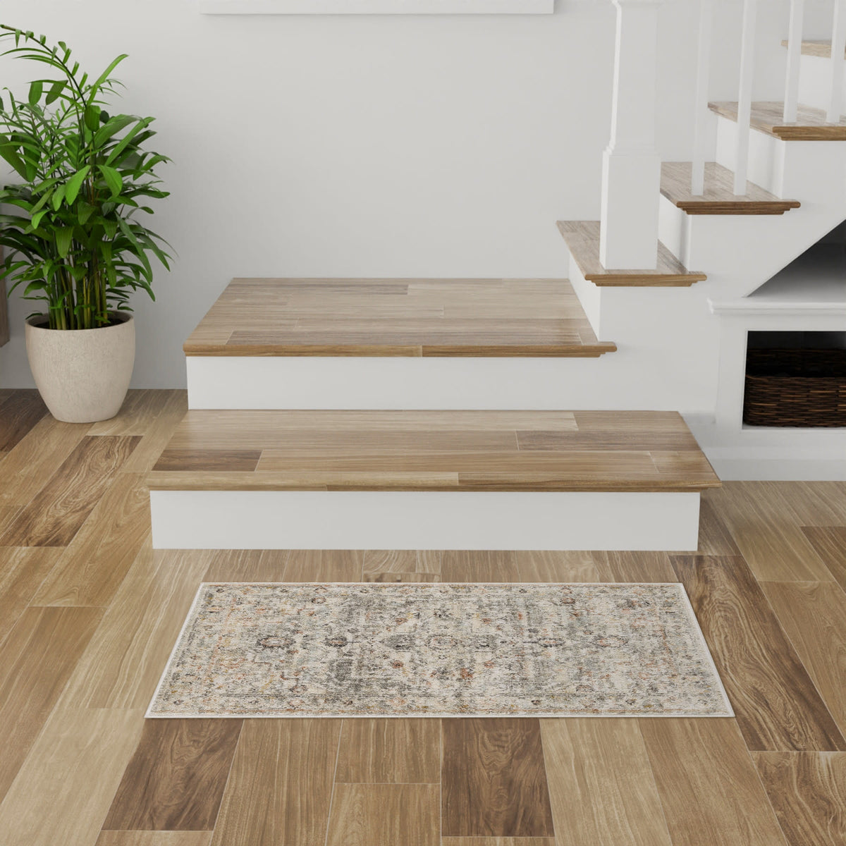Oushak Home OUS02 Light Grey Rug - room scene