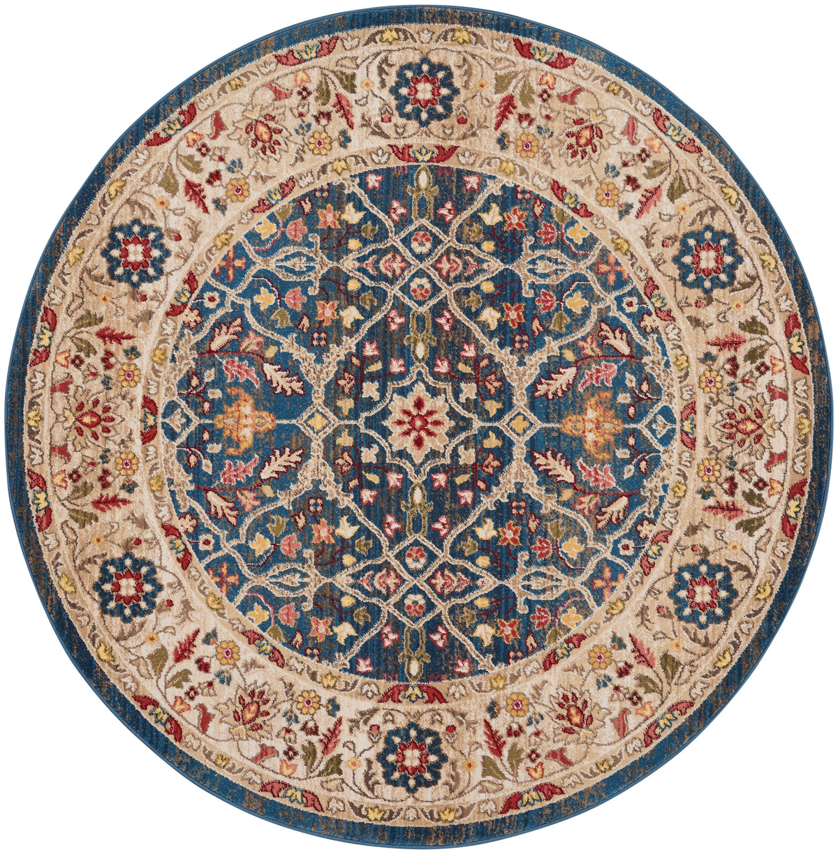 Karisma KAR03 Blue Ivory Rug - Round