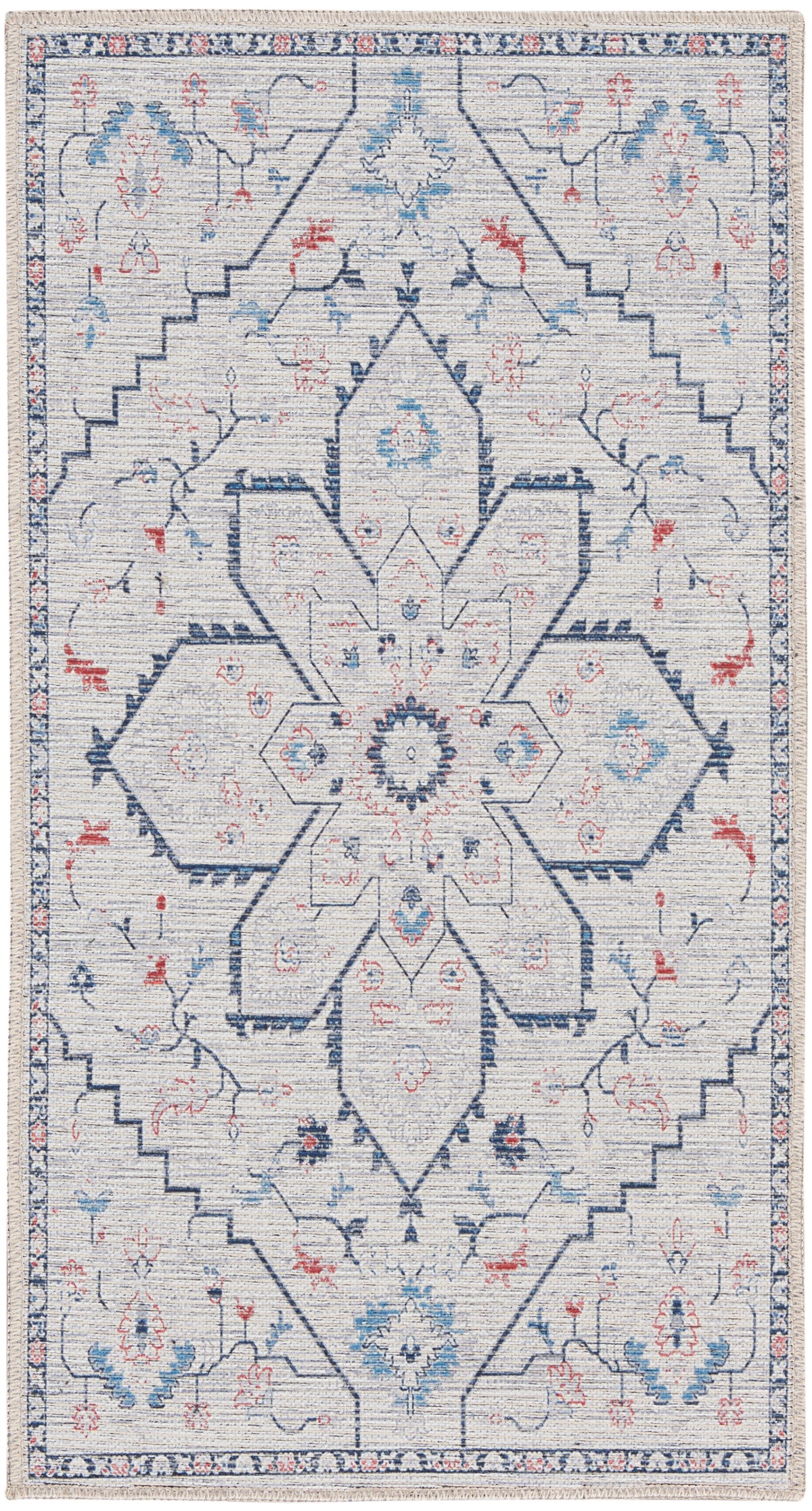 New Concept Washables SR110 Ivory Blue Rug - Rectangle