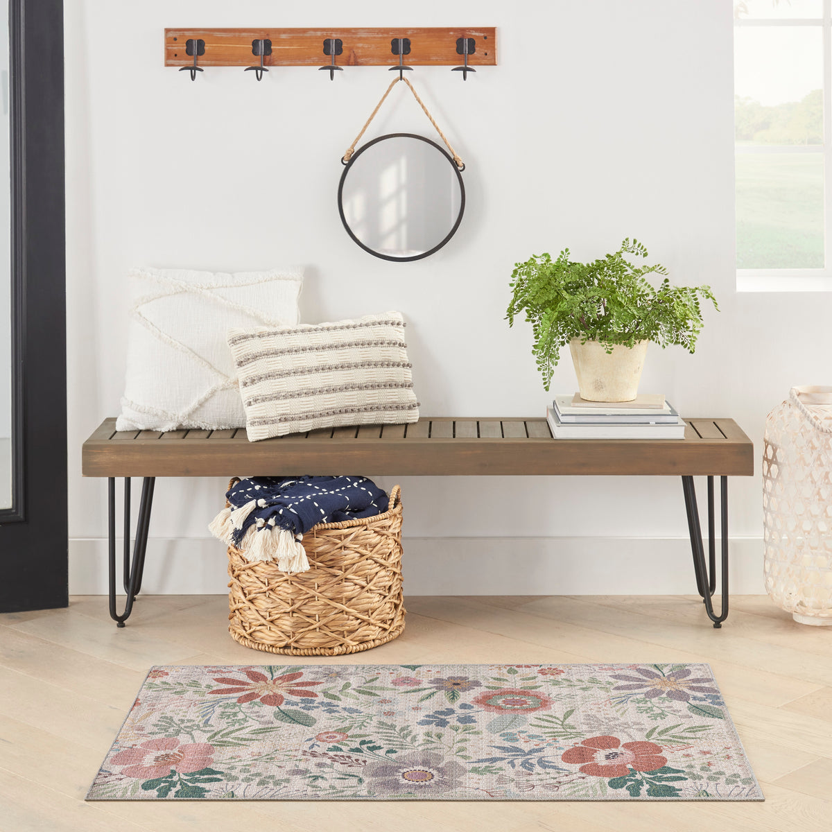 Nourison Washables NWB06 Cream Multicolor Rug - room scene