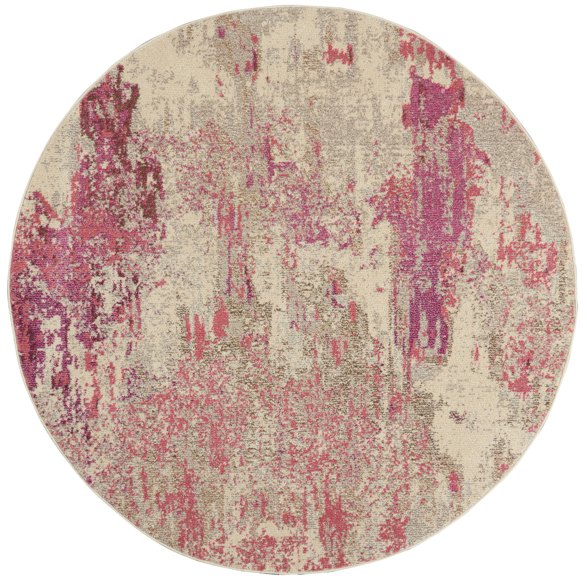 Celestial CES02 Ivory Pink Rug - Round