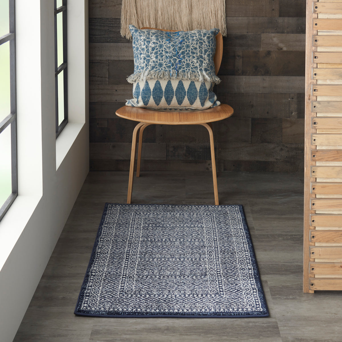 Palermo PMR04 Navy Grey Rug - room scene