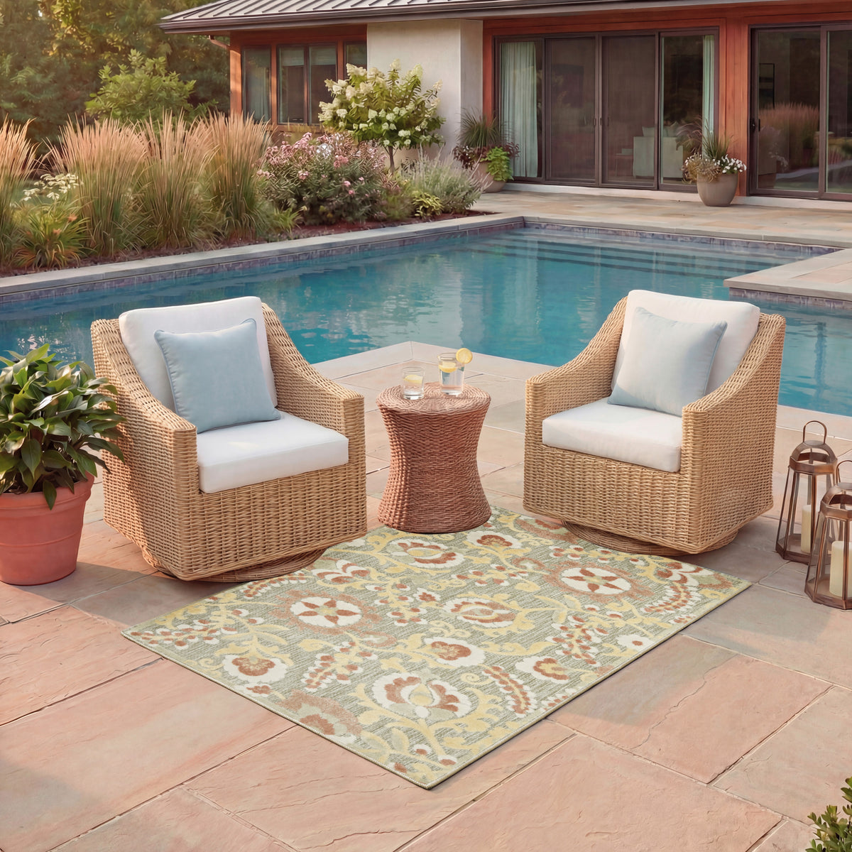Aloha ALH17 Sage Rose Rug - room scene