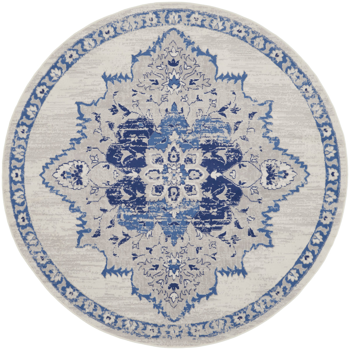 Whimsicle WHS14 Ivory Blue Rug - Round