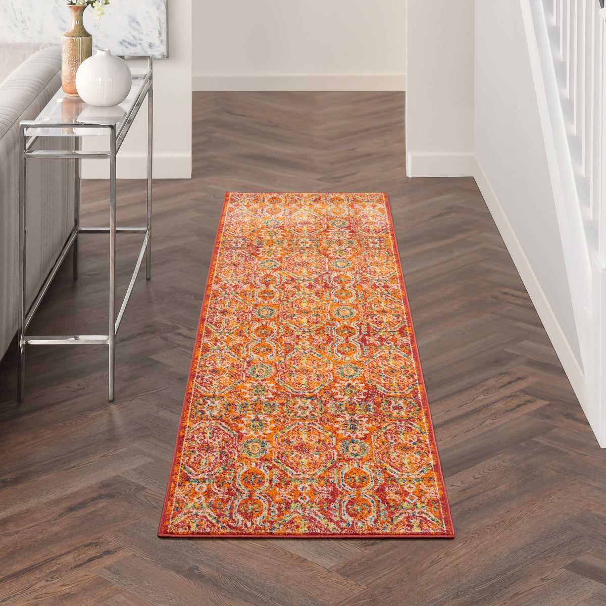 Allur ALR05 Red Multicolor Rug - room scene