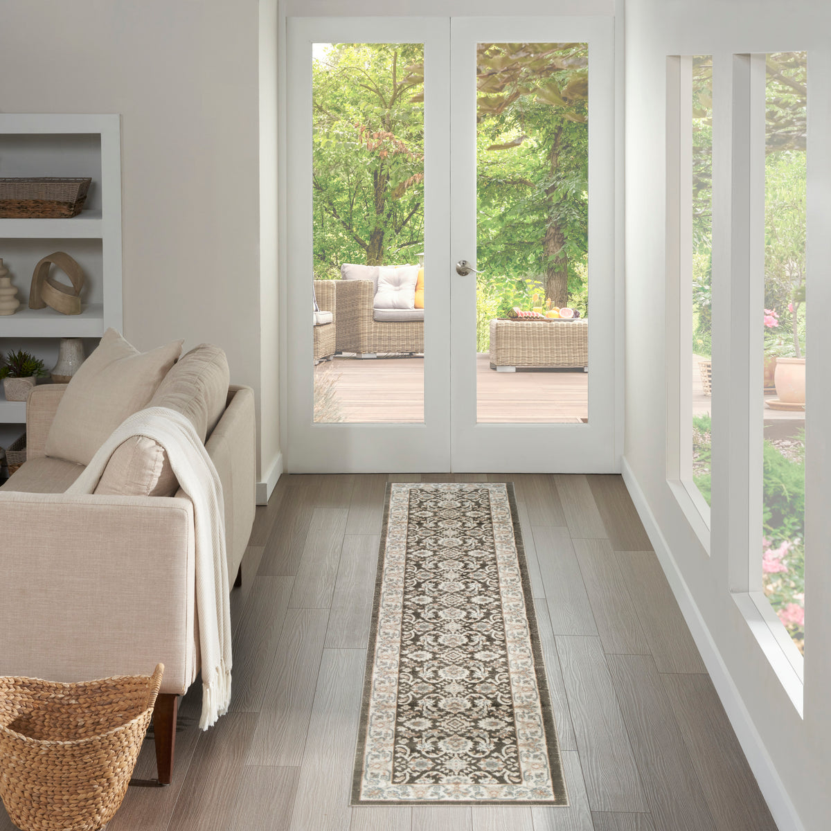 Serenity Home SRH02 Ivory Grey Blue Rug - room scene