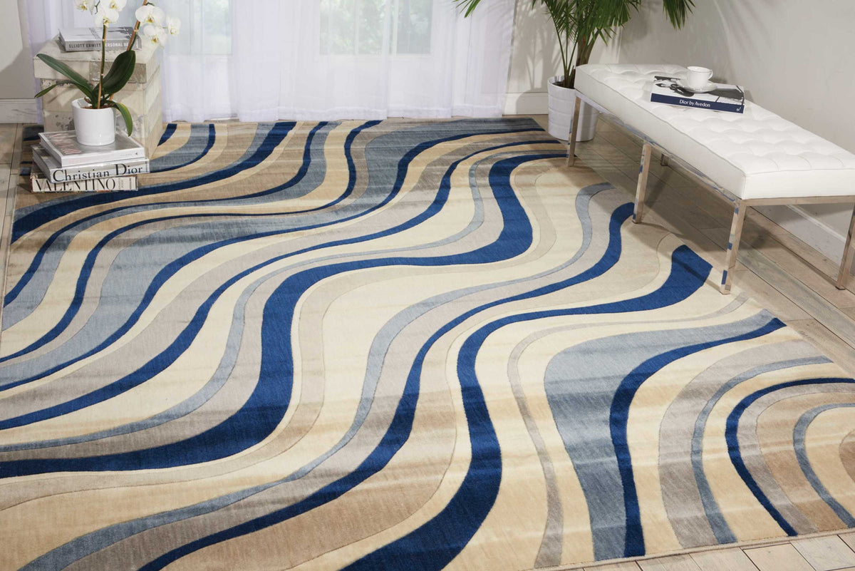 Somerset ST81 Ivory Blue Rug - room scene