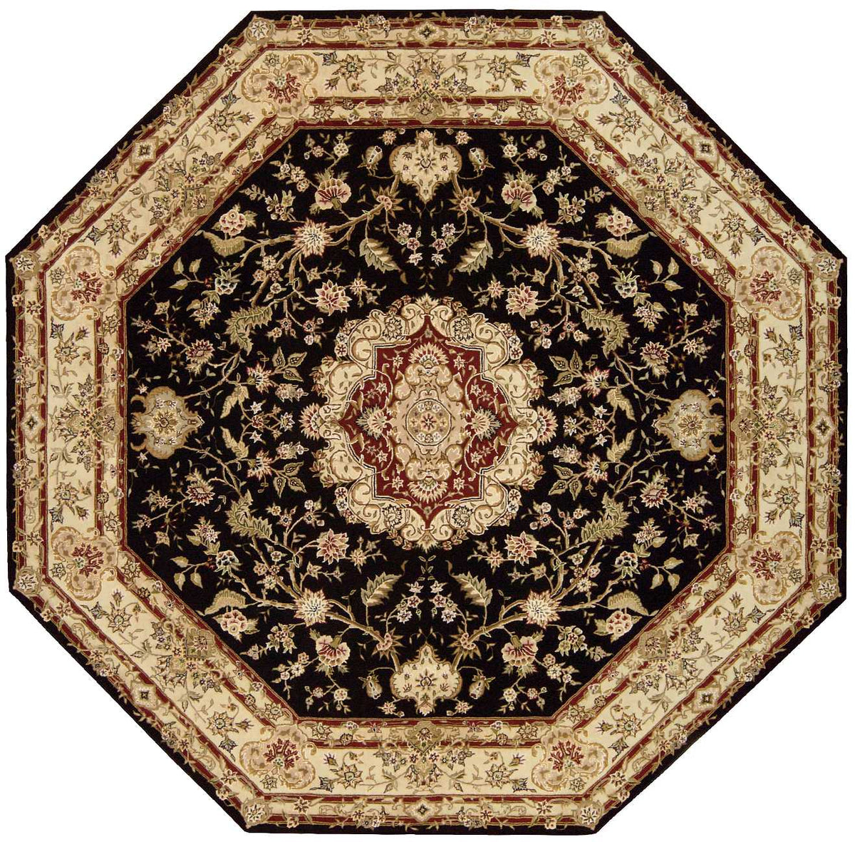 Nourison 2000 2028 Black Rug - Octagon