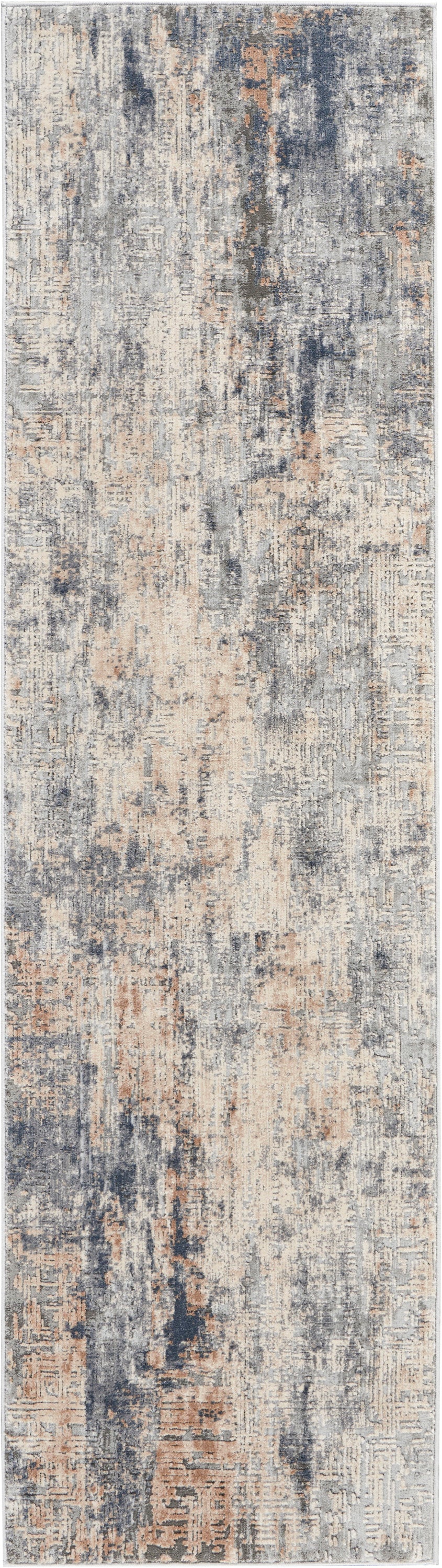 Rustic Textures RUS01 Grey Beige Rug - Runner