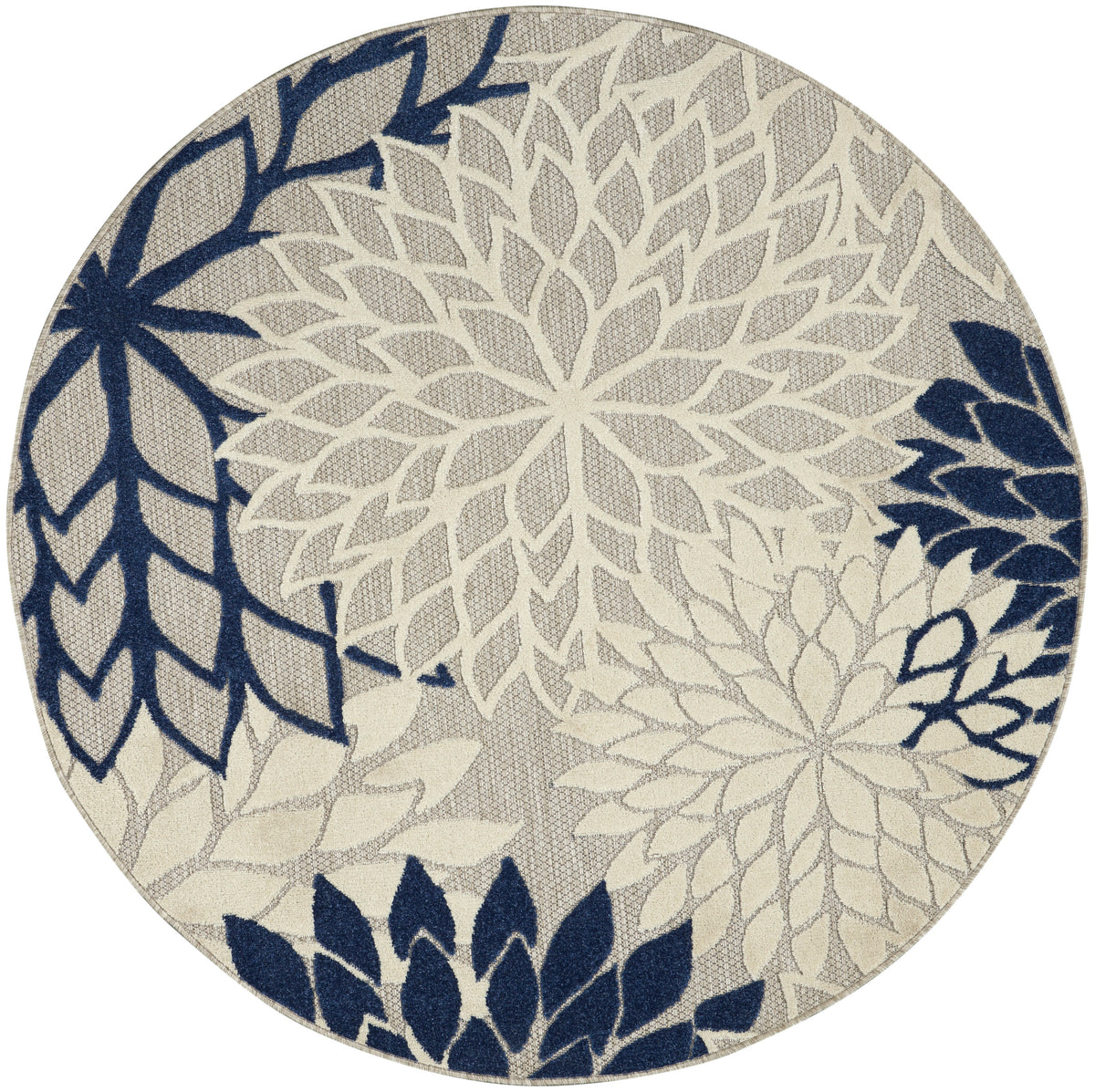 Aloha ALH05 Ivory Navy Rug - Round