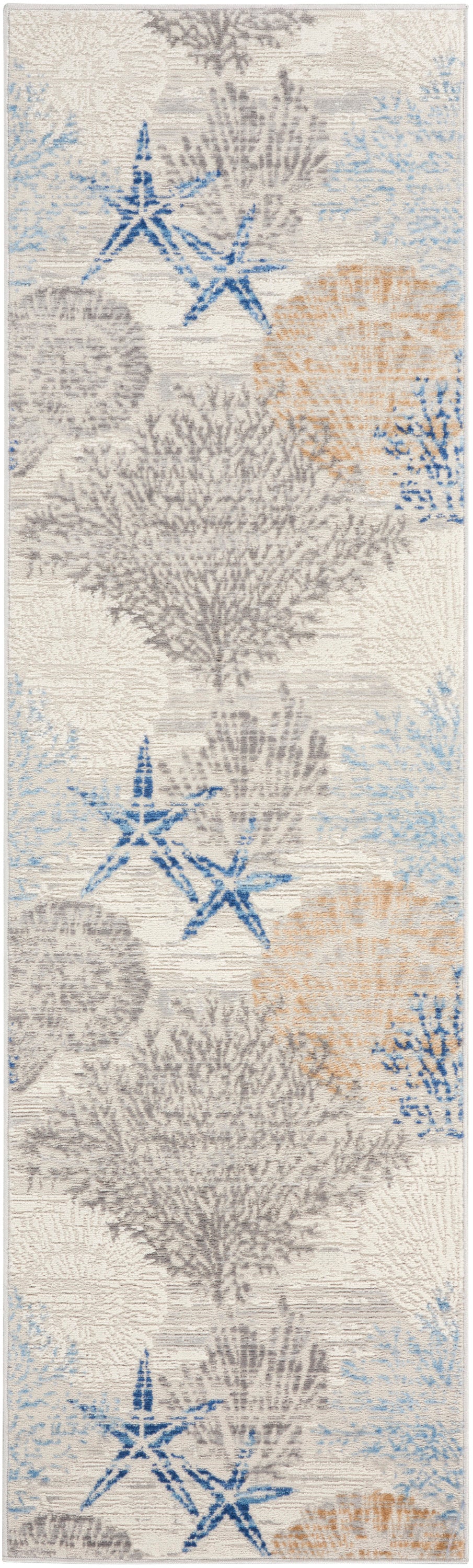 Seaside SDS04 Ivory Grey Blue Rug - Runner