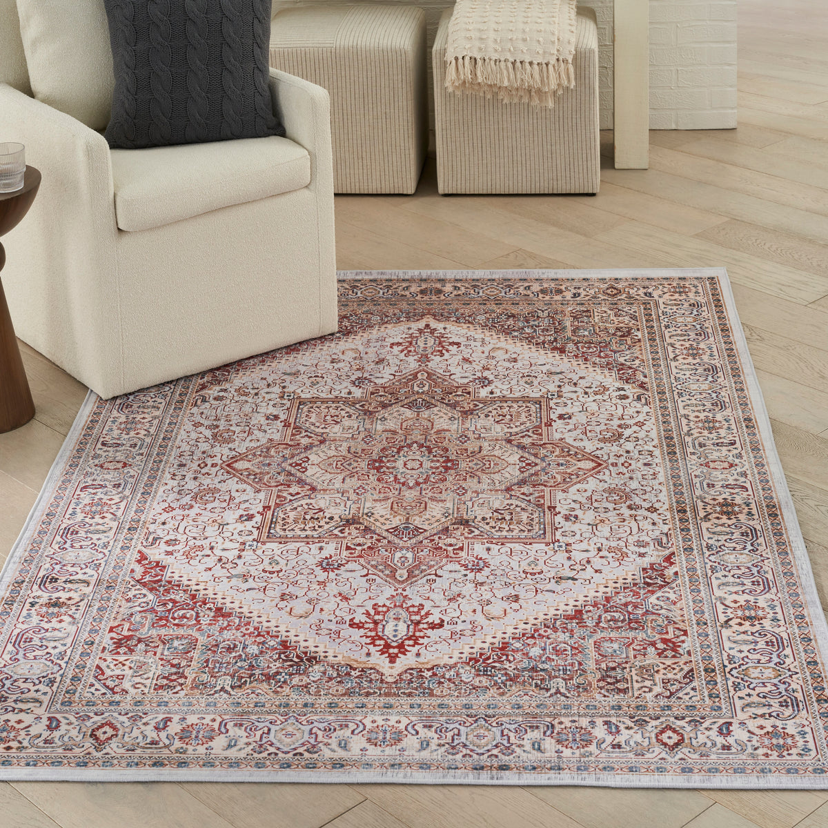Vintage Home VNH01 Ivory Red Rug - room scene
