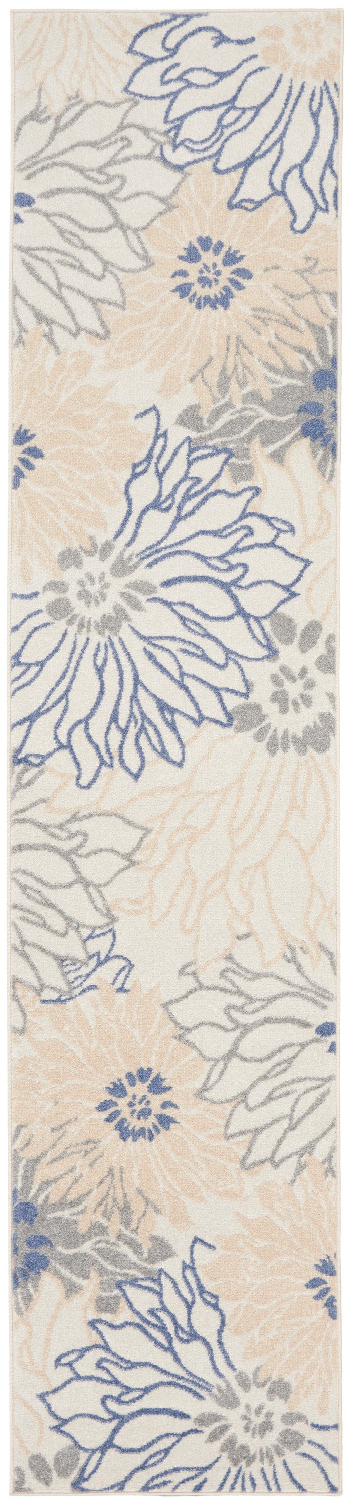 Passion PSN17 Ivory Grey Blue Rug - Runner