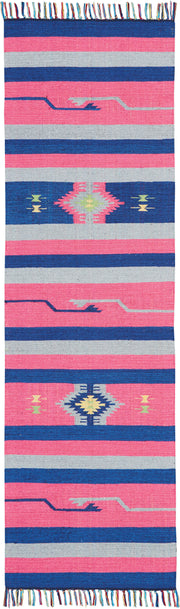 Baja BAJ01 Pink Blue Rug - Runner