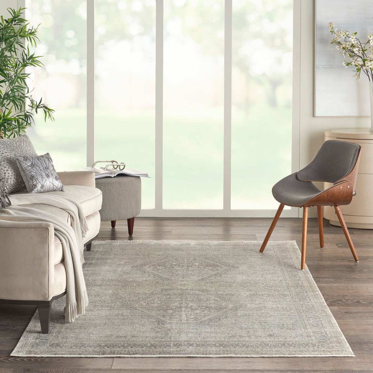 Starry Nights STN04 Cream Grey Rug - room scene
