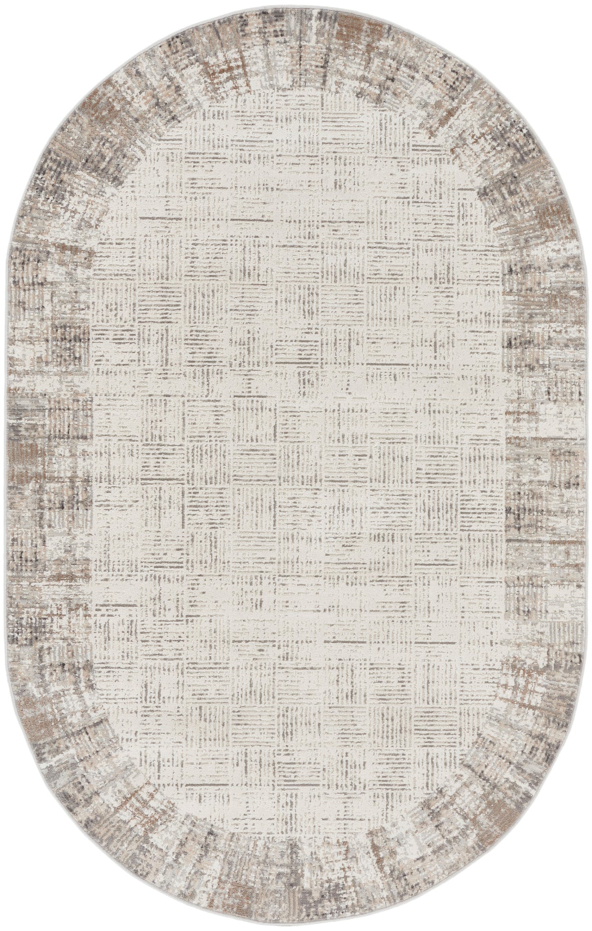 Elation ETN05 Ivory Grey Rug - Oval