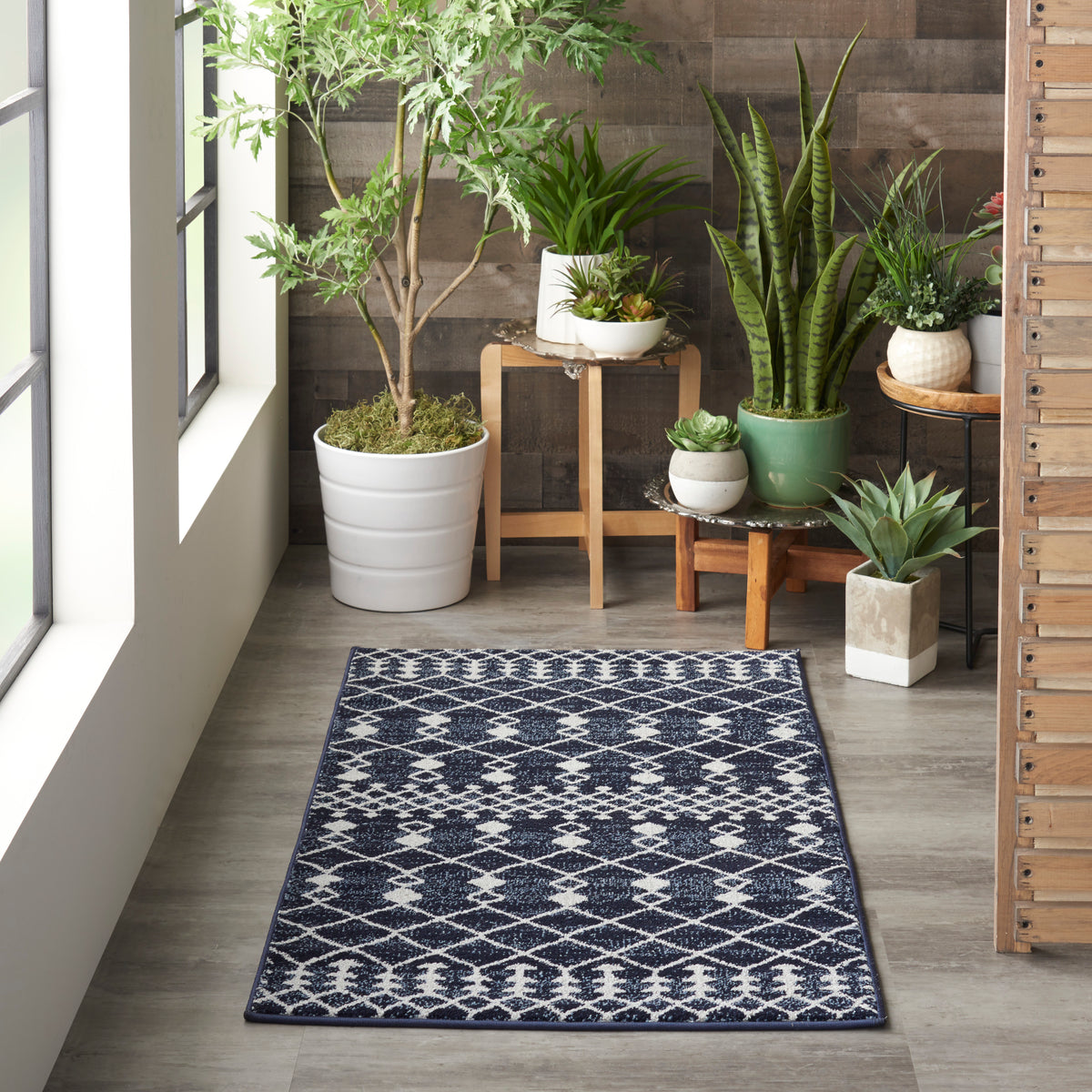Palermo PMR03 Navy Grey Rug - room scene