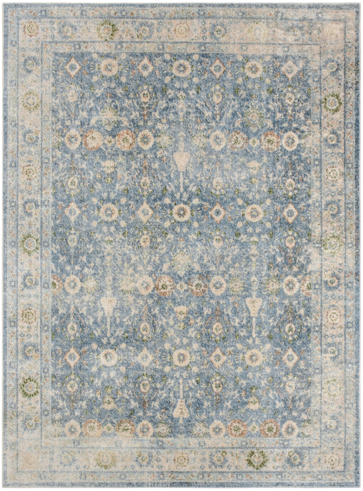 Astra Machine Washable ASW16 Teal Beige Rug - Rectangle