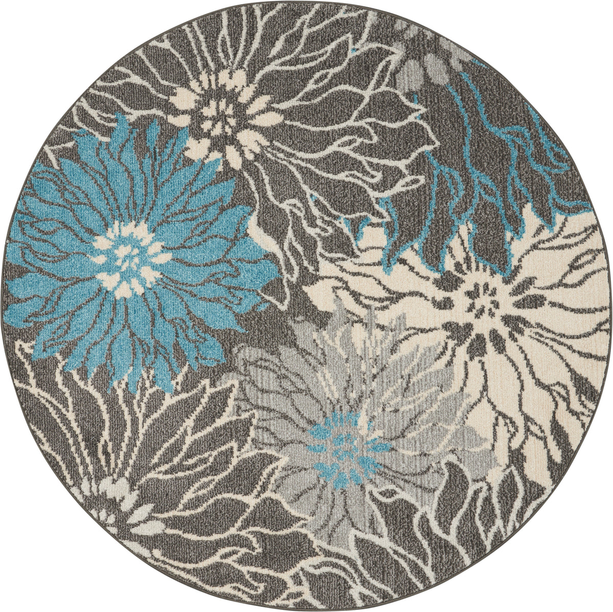 Passion PSN17 Charcoal Blue Rug - Round