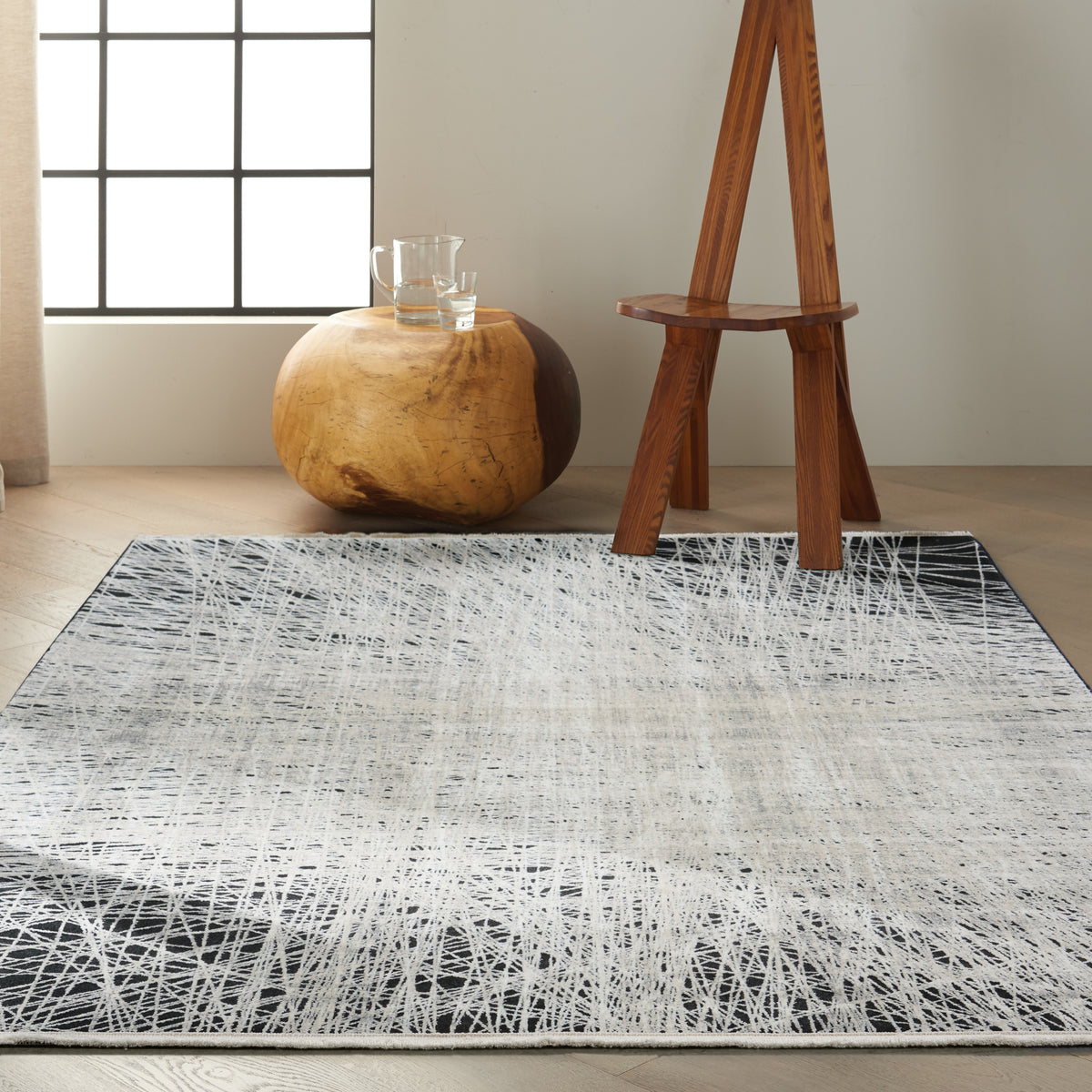 Balian CK55 Black Silver Rug - room scene