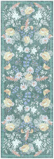 Botanical Washables BOT02 Green Multicolor Rug - Runner