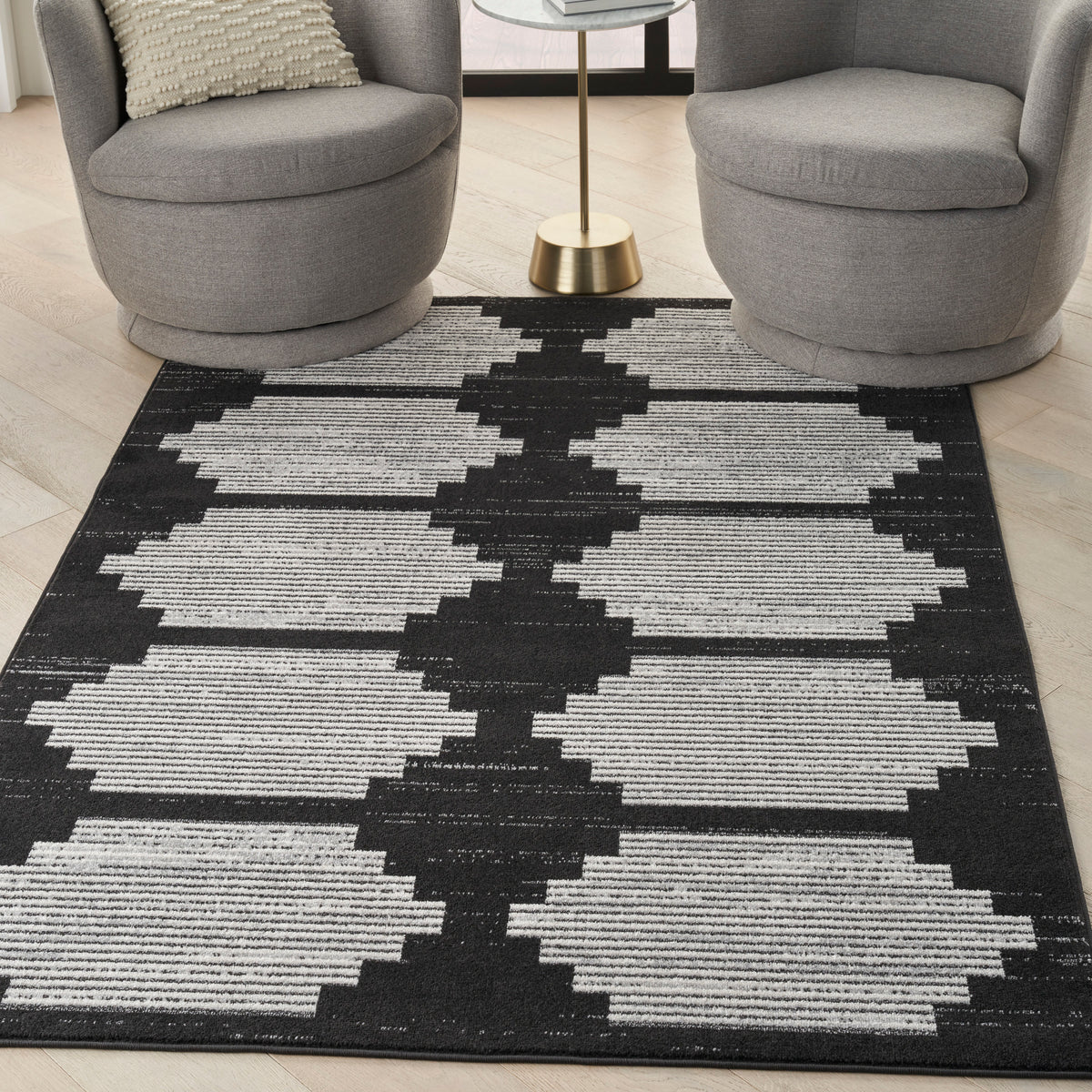 Modern Passion MDP01 Black Grey Rug - room scene