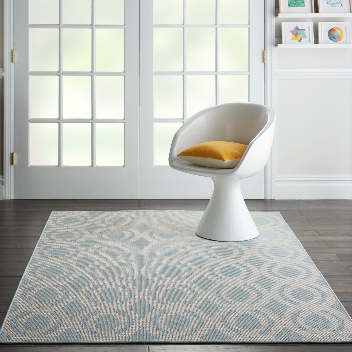 Aruba ARB05 Light Blue Cream Rug - room scene