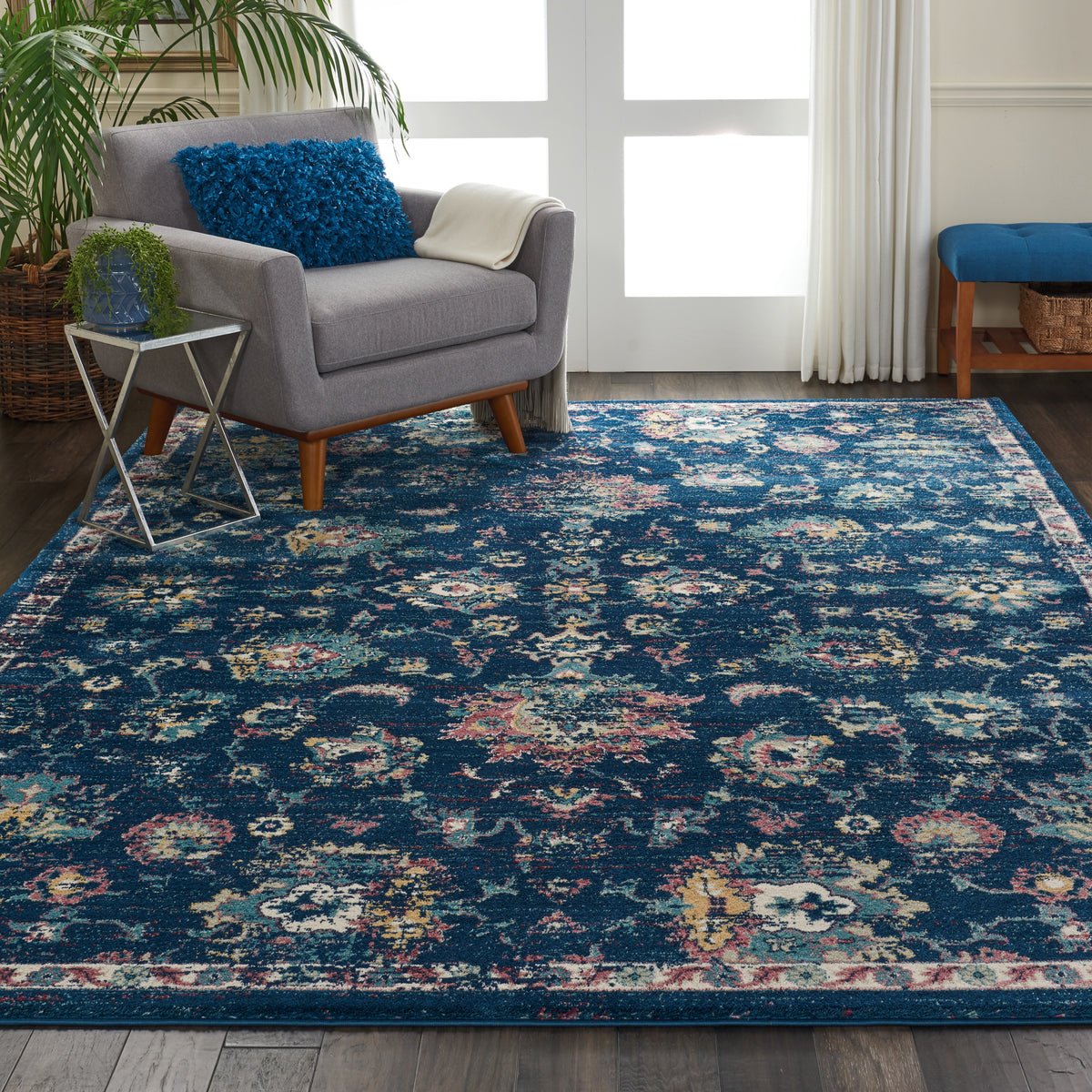 Fusion FSS15 Navy Pink Rug - room scene