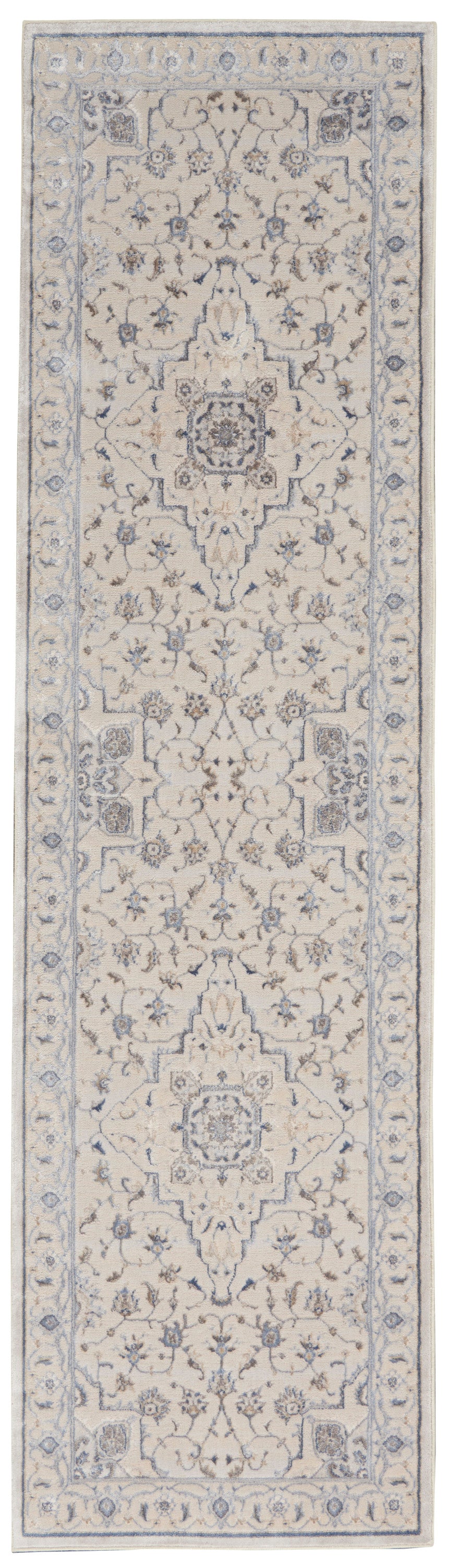 Silky Textures SLY08 Ivory Grey Rug - Runner
