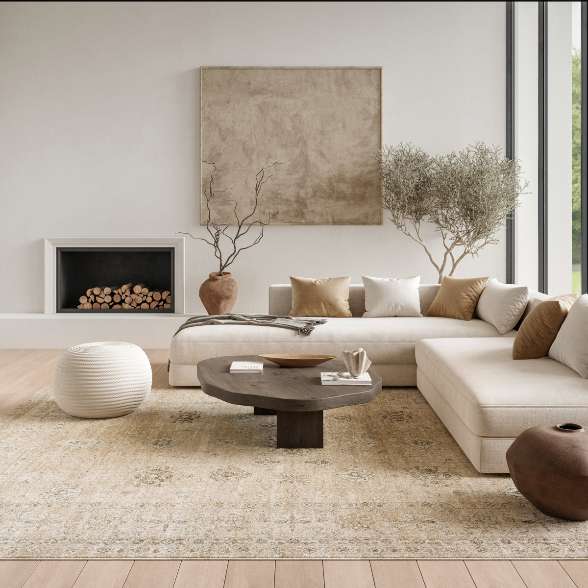 Soft Mist SMI05 Beige Grey Rug - room scene