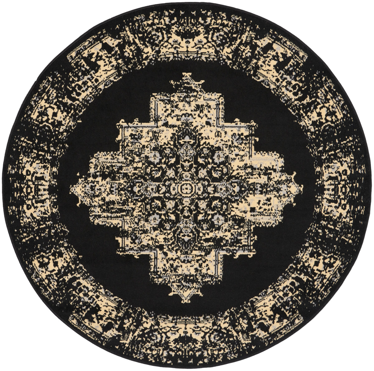 Grafix GRF14 Black Rug - Round